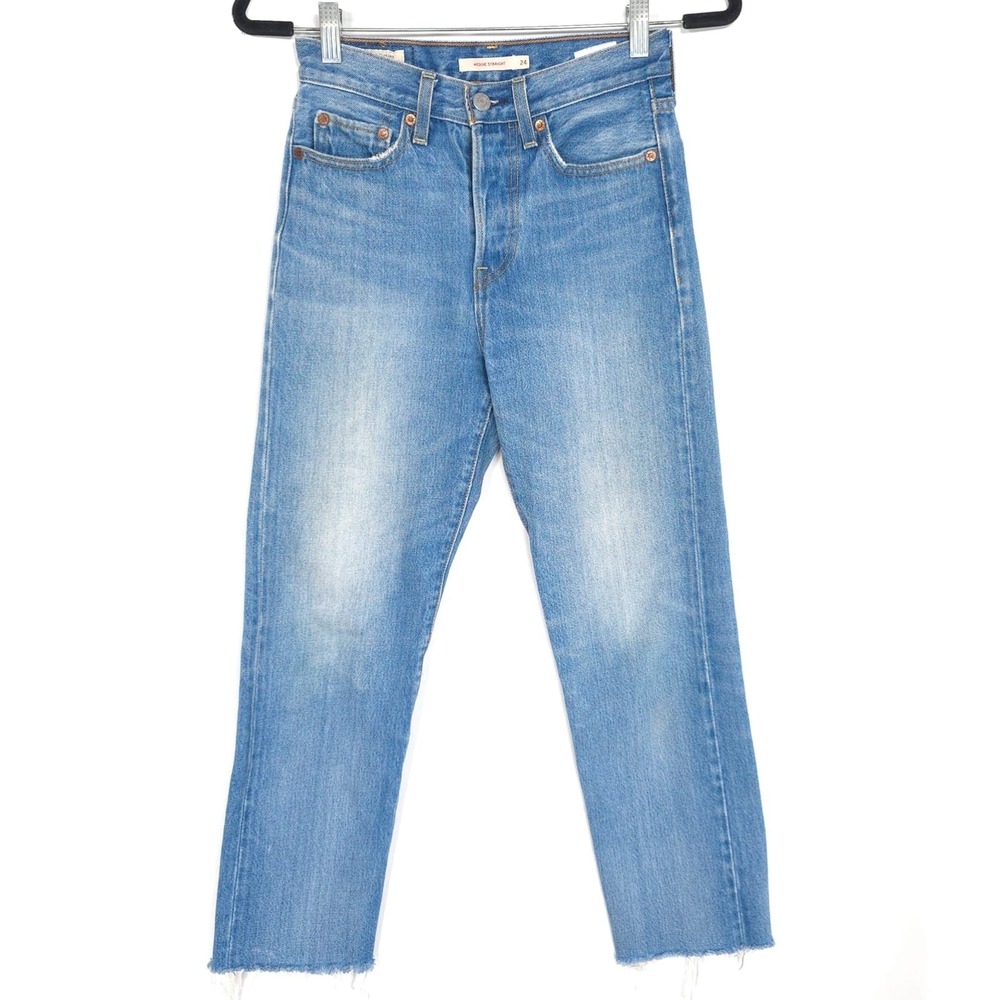 LEVI’S PREMIUM Wedgie Straight Jeans Women’s 24 Button Fly Raw Hem 34964-0008